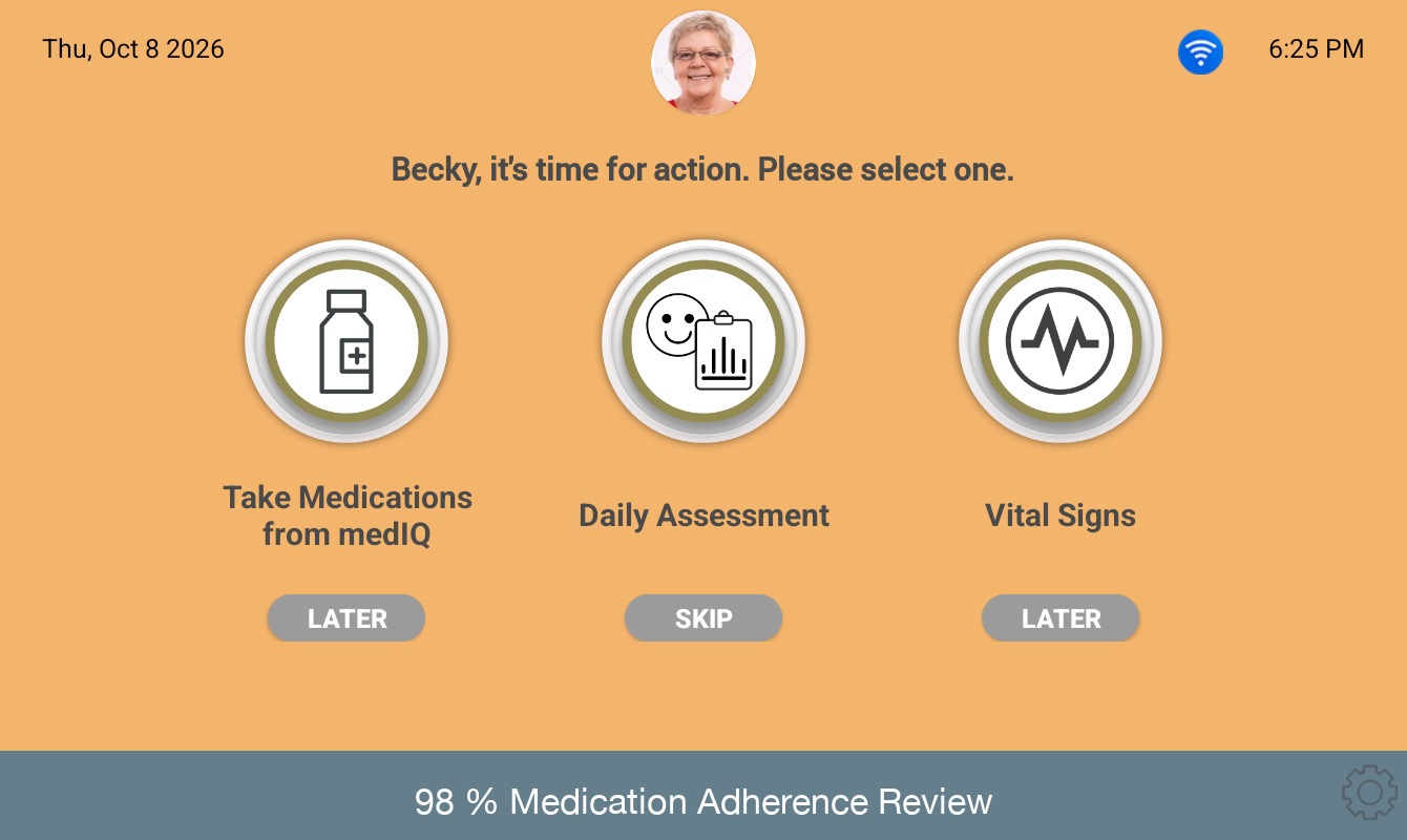 eNURSE-Initiated screen: the eNURSE tells the patient what to do next